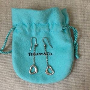 Tiffany sterling open heart drop earrings